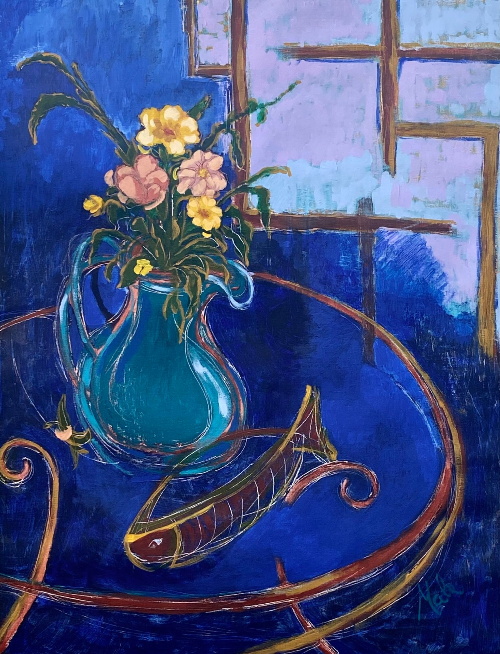 BLUE STILL-LIFE with FISHBOWL